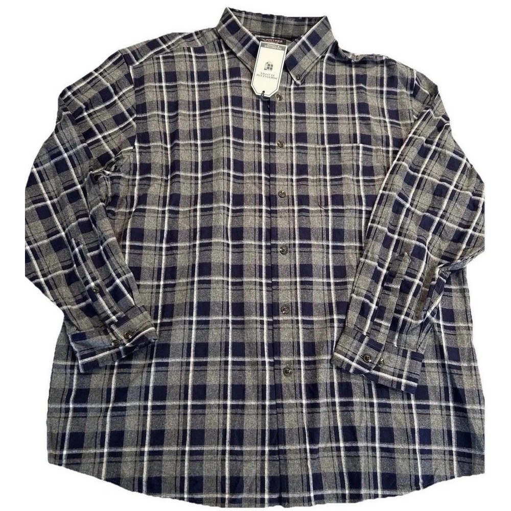 New Roundtree & Yorke New Flannel Shirt‎ 2XB Button Down Navy Gray